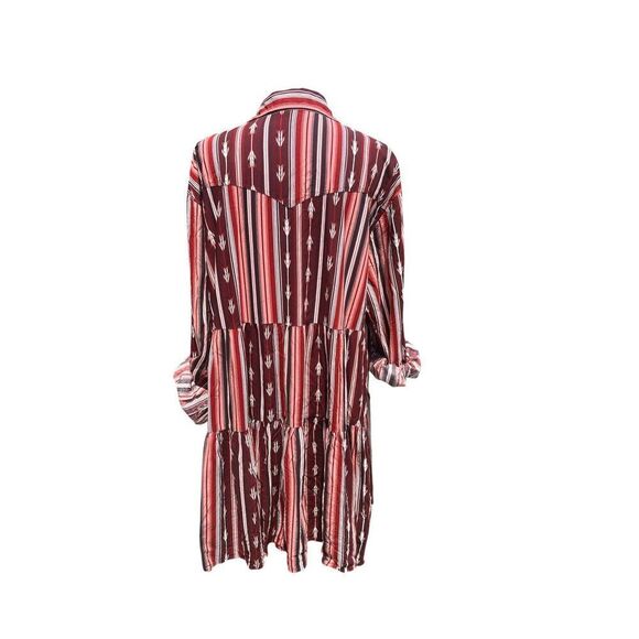 Wrangler Retro Dress XL Port Royale Western Pearl Snap Tiered 100% Rayon ranch - Picture 4 of 8